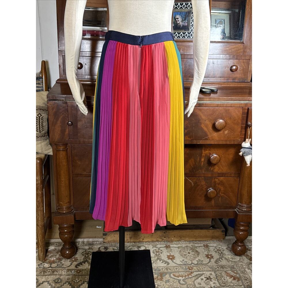 NWT J Crew Sunburst Pleated Rainbow Midi Skirt Bold Multicolor Colorblock [4] - Picture 8 of 13